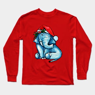 Christmas Santa Elephant Long Sleeve T-Shirt